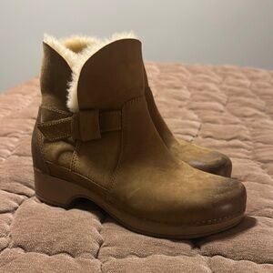 Cozy Brown Ankle Boots with Faux Fur by Dansko